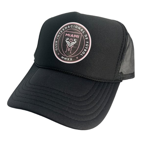NEW VINTAGE INTER MIAMI FC BLACK PINK TRUCKER HAT CAP ADULT SIZE MESH BACK - Picture 3 of 4